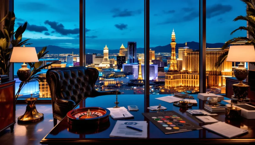 Luxurious penthouse office overlooking Las Vegas