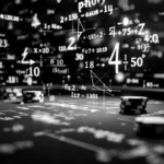 high-stakes poker table with mathematical equations
