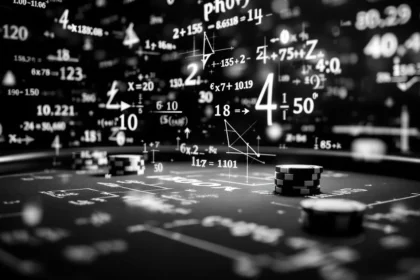 high-stakes poker table with mathematical equations